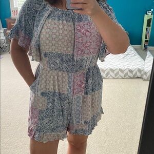 Spin U.S.A. Romper in size XL Graphic. Quilt patchwork design.